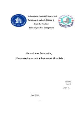 Referat - Dezvoltarea economică - fenomen important al economiei mondiale