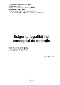 Referat - Exigența Legalității și Conceptul de Detenție