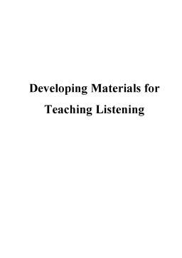 Proiect - Developing Materials for Teaching Listening