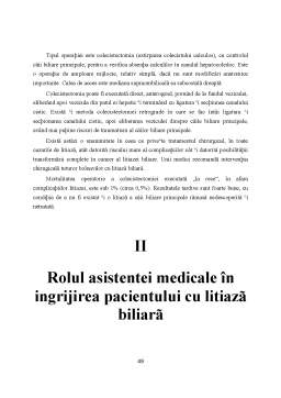 Proiect - Rolul asistenței medicale în îngrijirea bolnavului cu litiază biliară