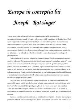 Referat - Europa în concepția lui Joseph Ratzinger