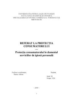 Referat - Protecția Consumatorului în Domeniul Serviciilor de Igienă Personală