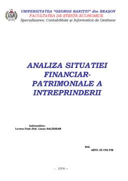 Proiect - Analiza situației financiar - patrimoniale a întreprinderii