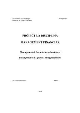 Referat - Managementul Finaciar ca Subsistem al Managementului General