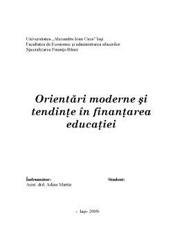 Referat - Orientări Moderne și Tendințe în Finanțarea Educației