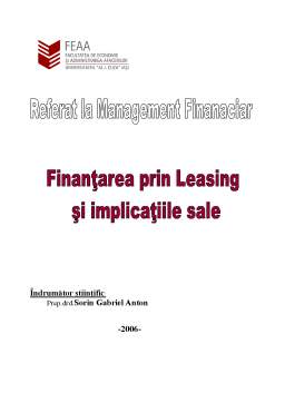 Proiect - Finanțarea prin leasing și implicațiile sale
