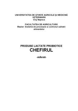 Referat - Produse Lactate Probiotice - Chefirul