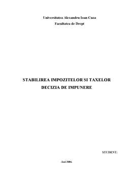 Referat - Stabilirea Impozitelor și Taxelor - Decizia de Impunere