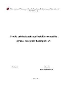 Proiect - Studiu privind analiza principiilor contabile general acceptate - exemplificări