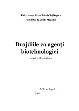 Referat - Drojdiile ca Agenți Biotehnologici