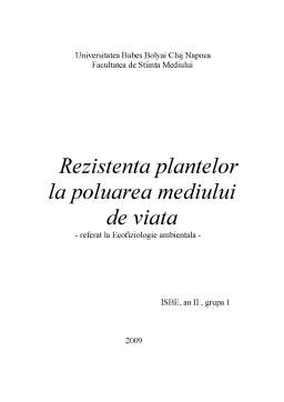 Referat - Rezistența plantelor la poluarea mediului de viață - ecofiziologie ambientală