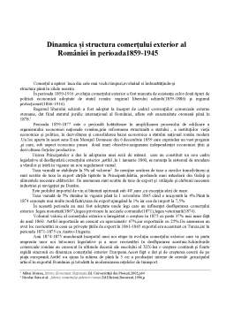 Referat - Dinamica și structura comerțului exterior al României în perioada 1859-1914