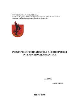 Proiect - Principiile Fundamentale ale Dreptului International Umanitar