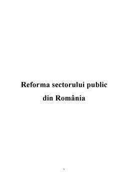 Proiect - Reforma Sectorului Public din România