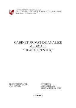 Proiect - Cabinet Privat de Analize Medicale Health Center