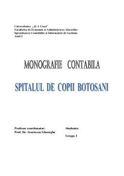 Proiect - Monografie contabilă - Spitalul de Copii Botoșani