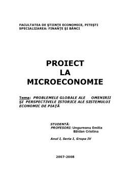 Proiect - Problemele Globale ale Omenirii și Perspectivele Istorice ale Sistemului Economic de Piață