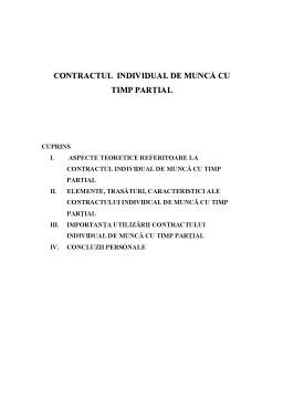 Proiect - Contractul Individual de Muncă cu Timp Parțial