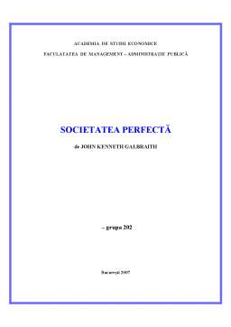 Proiect - Recenzie - societatea perfectă de John Kenneth Galbraith