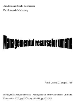 Referat - Introducere în Managementul Resurselor Umane