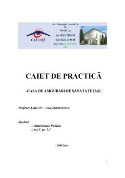 Proiect - Caiet de practică - Casa de Asigurări de Sănătate Iași