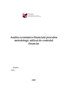 Proiect - Analiza economico-financiară Procedeu Metodologic Utilizat de Controlul Financiar