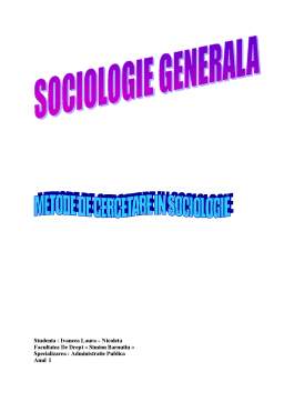 Referat - Metode de Cercetare în Sociologie
