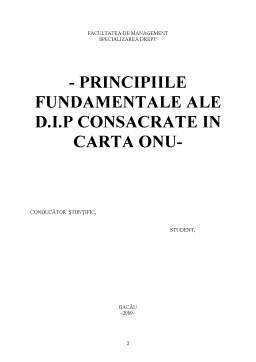 Referat - Principiile Fundamentale ale DIP Consacrate în Carta ONU