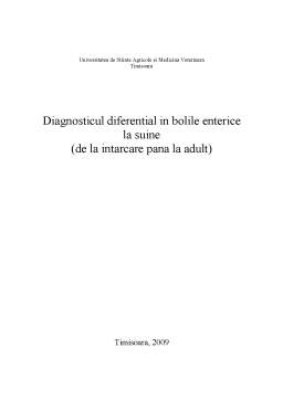 Referat - Diagnosticul diferențial în bolile enterice la suine (de la înțărcare până la adult)