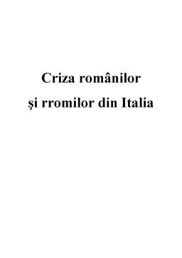 Referat - Criza Românilor și Rromilor din Italia
