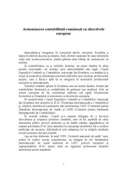Proiect - Armonizarea Contabilității Românești cu Directivele Europene