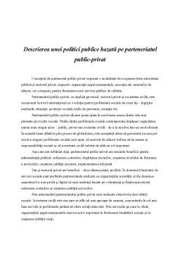 Seminar - Descrierea unei Politici Publice Bazată pe Parteneriatul public-privat