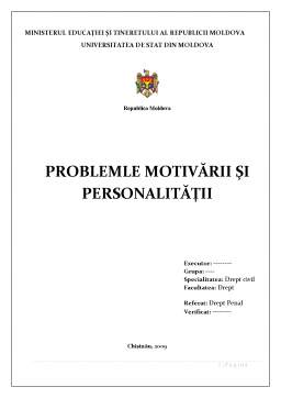 Referat - Problemele motivării și personalității