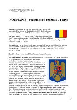 Proiect - Roumanie - Presentation Generale du Pays