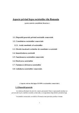 Referat - Aspecte privind legea societăților din România