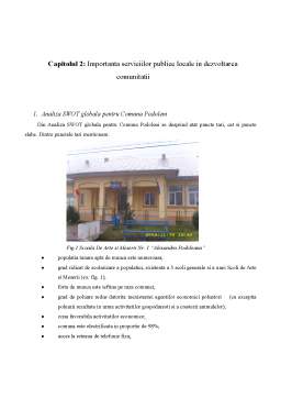 Proiect - Importanța serviciilor publice locale în dezvoltarea comunității - studiu de caz - Primăria Comuna Podoleni