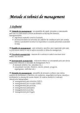Referat - Metode și Tehnici de Management