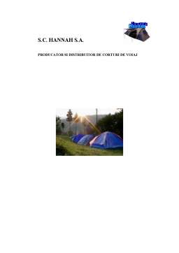 Proiect - SC Hannah SA producător și distribuitor de corturi de voiaj
