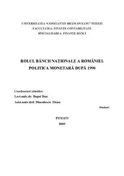 Proiect - Rolul Băncii Naționale a României