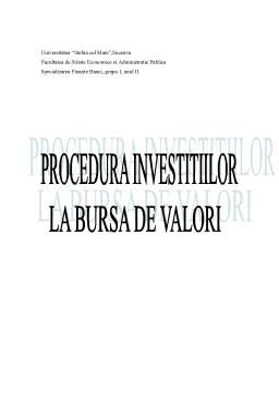 Referat - Procedura investițiilor la bursa de valori