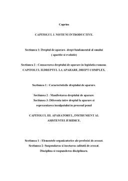 Proiect - Dreptul de apărare - apărătorul, instrument al asistenței juridice