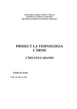 Proiect - Tehnologia cărnii - cârnații cabanos