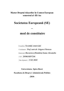 Referat - Societatea europeană - mod de constituire