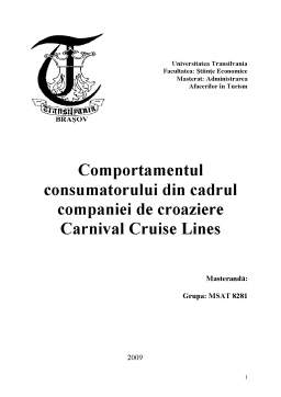 Proiect - Comportamentul consumatorului din cadrul companiei de croaziere Carnival Cruise Lines