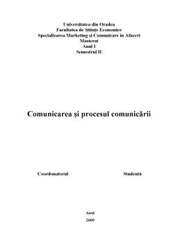 Proiect - Comunicarea și Procesul Comunicării