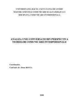 Proiect - Analiza unei Conversații din Perspectiva Teoriilor Comunicării Interpersonale