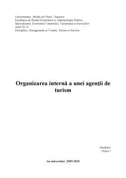 Referat - Organizarea Internă a unei Agenții de Turism