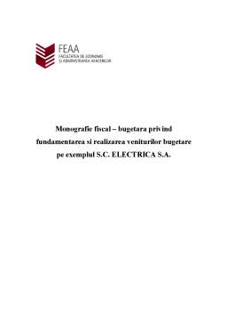 Proiect - Monografie fiscal-bugetară privind fundamentarea și realizarea veniturilor bugetare pe exemplu SC Electrica SA