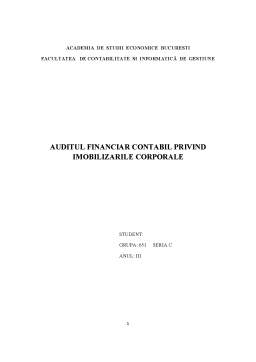 Referat - Auditul financiar privind imobilizările corporale