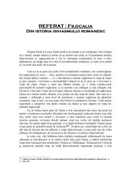 Referat - Filocalia din istoria isihasmului românesc